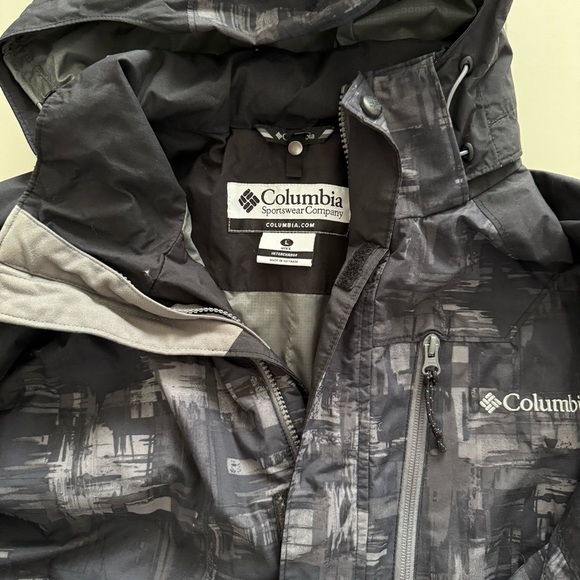 Columbia Nordic Gorpcore Winter Omni-Heat Ski Camouflage Camo Black Grey Jacket - Picture 3 of 6